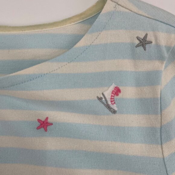 NWT Talbots Ice Skating Embroidered Striped Shirt Womens Size Medium Winter - Picture 6 of 10